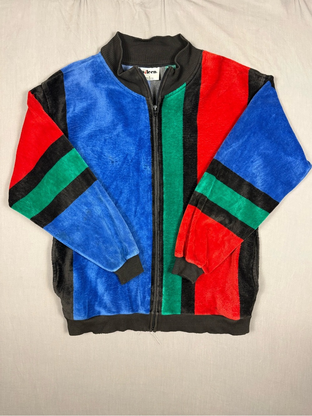 Vintage Aileen Colorblock Zip Up Sweater Women’s Small Made in USA